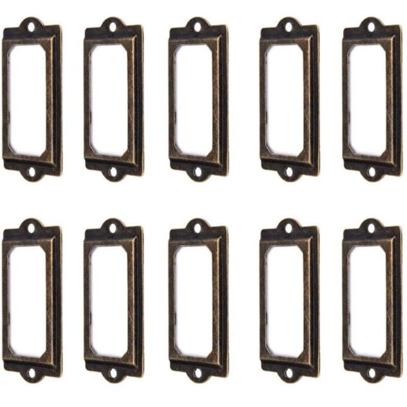 50Pcs porte-étiquette 60 x 17 mm métal bronze vintage porte-étiquette porte-cartes bibliothèque tiroir armoire