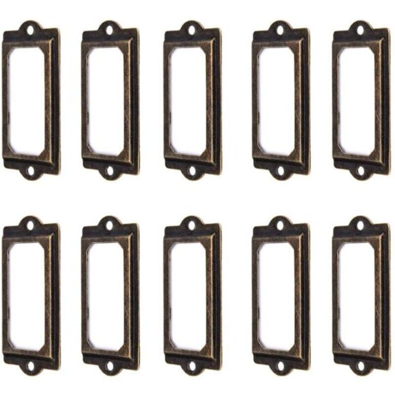 50Pcs porte-étiquette 60 x 17 mm métal bronze vintage porte-étiquette porte-cartes bibliothèque tiroir armoire