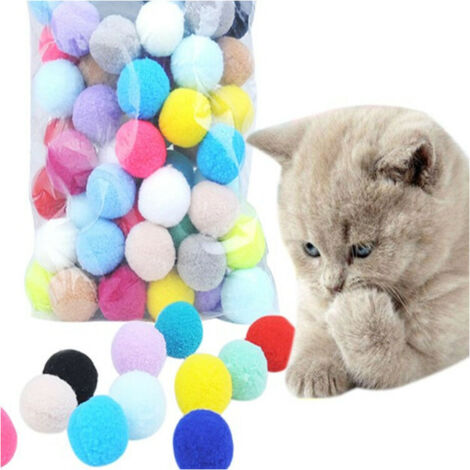50pcs (Random Color) 3cm Cat Toy Balls, Soft Colorful Cat Balls, Cat Pom Poms, Kitten Balls, Pet Toys, Interactive Toys for Cats, Kittens and Dogs
