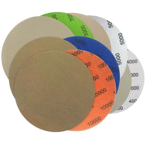 50pcs Sanding Discs, Round Sandpaper, 125mm Hook and Loop Sanding Discs, 3000/4000/5000/7000/10000 Grit Wet and Dry Sanding Discs for Flocking, Sandpaper