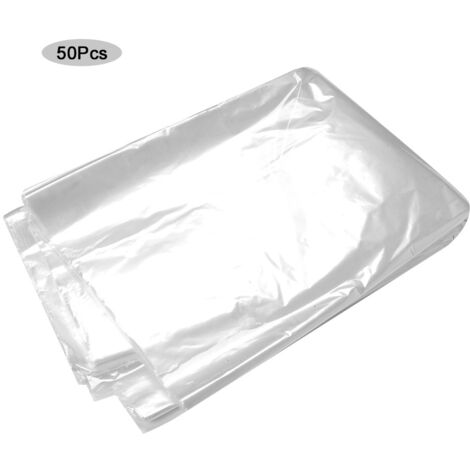 50Pcs SeE Through Clothes Dust Bags Dry Cleaning Garment Clothes Covers(Ultra large)