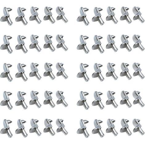 50PCS Taquet etagere Support Étagères de Métal Nickelé Goupilles de Support pour Armoire Bureau Accessoires