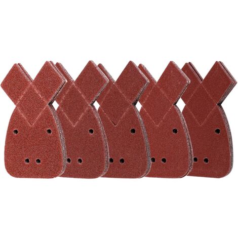 50Pcs Triangle Sandpaper Sanding Sheets 4 Holes 40/60/80/120/240 Grit for Sander Polishing/Black Rust Removal