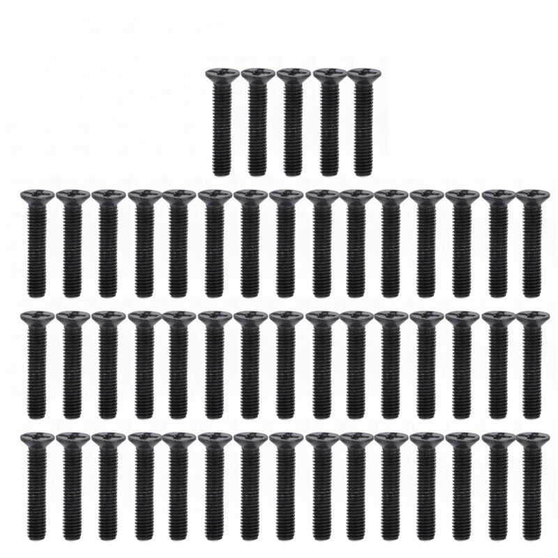 50Pcs Vis à tête fraisée din 965 noir galvanisé Assortiment de vis à métaux M3x16