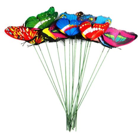 50piquets papillons 6/9/15cm, ornements de jardin pour extérieur, piquets décoratifs pour pelouse, patio, lot de 50 pièces, D-15cm