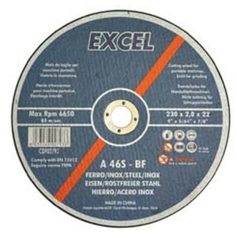 50PZ DISCHI TAGLIO SOTTILE CENTRO PIANO FERRO/INOX  MM.230  mm230x2,0 foro