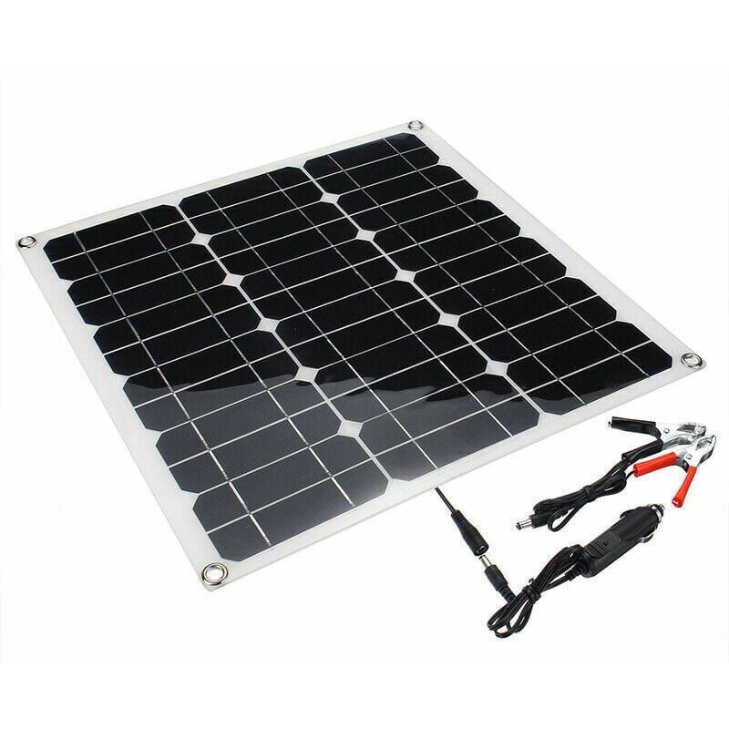 50W 12V Panneau Solaire Photovoltaique usb Noir Monocristallin batterie régulate Sasicare