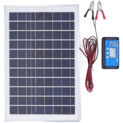 50W 18V Solarpanel-Set mit wasserdichtem MPPT-Laderegler und 3 Meter Batterieklemme für den Außenbereich, z. B. für Wohnmobile, Boote, Anhänger und Camper.