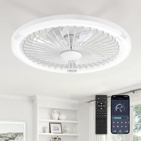 50W Ceiling Fan with Light, Ø50cm, 3 Colors, 6 Speeds, Remote Control & App, Memory, Adjustable Brightness 10-100%, Assembly Required, White