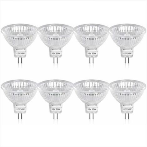 50W GU5.3 MR16 Ampoule Halogène Dimmable, DC 12V Basse Tension 2 Broches Base Spotlight Réflecteur Ampoules, 800 Lumen, Blanc Chaud 2800K（8-PCS）