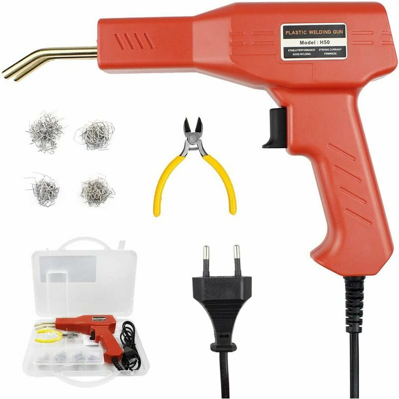 50W Hot Stapler,220V Machine de pare-chocs de voiture de soudure en plastique avec 200 pcs d'agrafes,Soudeur réparation pistolet pour les fissures en