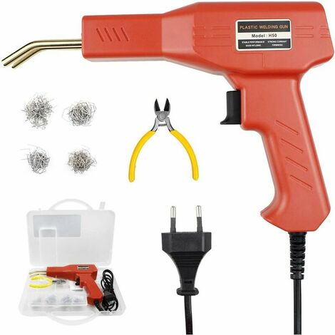 50W Hot Stapler,220V Machine de pare-chocs de voiture de soudure en plastique avec 200 PCS d'agrafes,Soudeur réparation pistolet pour les fissures en plastique carrosserie Auto PVC enlèvement Dent