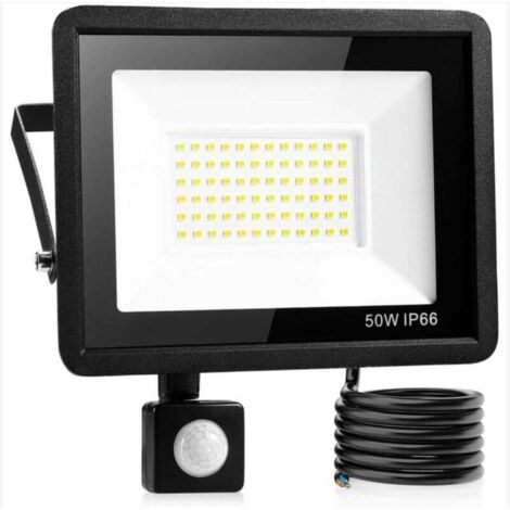 50W LED-Außenstrahler mit Bewegungsmelder, IP66 wasserdichte Außenleuchte mit Bewegungsmelder, kaltweißes Licht, weit verbreitet in Garagen, Gärten, Vorgärten usw.