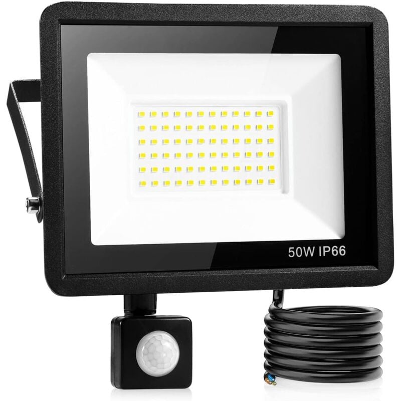 50W Led Projecteur Exterieur Detecteur,Ip66 imperméable luminaire Exterieur Detecteur,Lumière blanche froide,Largement Utilisé Dans Les Garages, Les