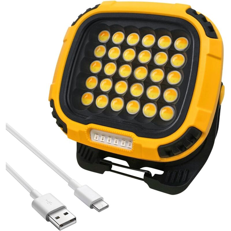 50W Projecteur de Travail LED Rechargeable, Lumière de Sécurité Portable à Batterie USB de 5200LM, Projecteur COB Super Lumineux avec Support Magn,