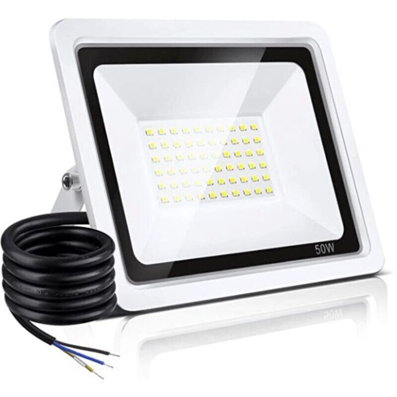 50W Projecteur LED Extérieur, IP66 étanche Spot LED Extérieur 6500K, Super Lumineux 10000LM Blanc LED Projecteur d'extérieur pour jardin, garage,