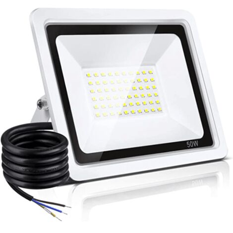 50W Projecteur LED Extérieur, IP66 étanche Spot LED Extérieur 6500K, Super Lumineux 10000LM Blanc LED Projecteur d'extérieur pour jardin, garage, terrain de sport