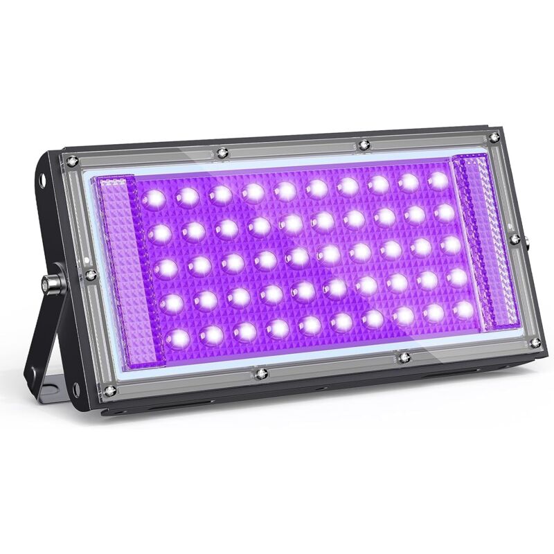 50W Projecteur Lumiere Noire, Lumiere UV, Lumière Noire 385-400 nm, pour Halloween, Noël, fêtes Fluorescentes, Durcissement de Résine UV, Exposition