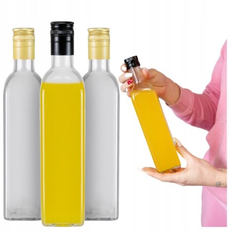 50x Bottiglia di MARASCA CLEAR 500 ml per olio d'oliva, tintura, aceto 0,5 l
