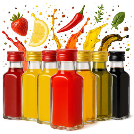 50x Bottiglie di vetro QUADRA da 100 ml con TAPPO per succhi di VODKA Bottiglia di vetro