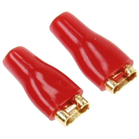 50x Connecteurs plats 4.8mm dore isole rouge - femelle