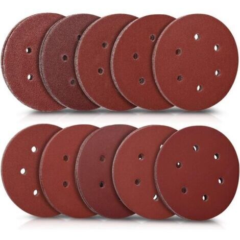 50x disque abrasif rond - Papier de verre ponceuse - Feuilles abrasives collantes crochet et scratch - Grain de 40 à 400 - Diamètre 150 mm