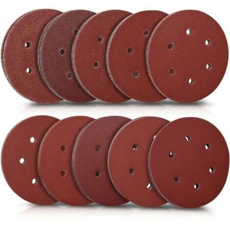50x disque abrasif rond - Papier de verre ponceuse - Feuilles abrasives collantes crochet et scratch - Grain de 40 à 400 - Diamètre 150 mm