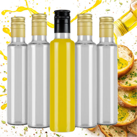 50x DORICA Bottiglie di vetro 250ml BOTTIGLIA DI VETRO TRASPARENTE PER OLIO D'OLIVA E LIQUORE