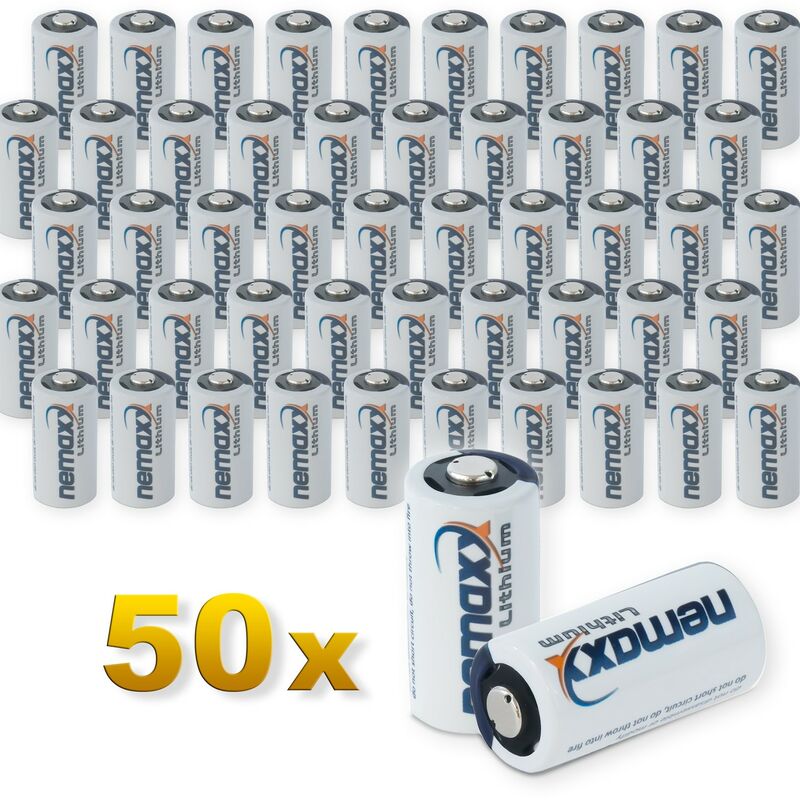 

50x 3V Pila de Litio CR123A 1700 mAh - Nemaxx