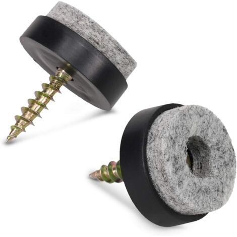 50x Patins à vis en feutre - Patins à visser 20 mm pour protection du sol pour chaises et meubles - Feutre et plastique - Rond
