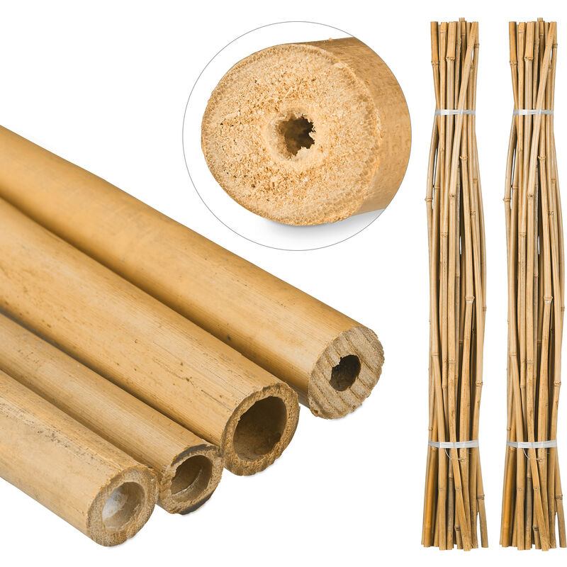 Relaxdays - 50x Tiges en bambou 150 cm, en bambou naturel, bâtons en bambou comme tuteur ou décoration, pour bricoler, nature