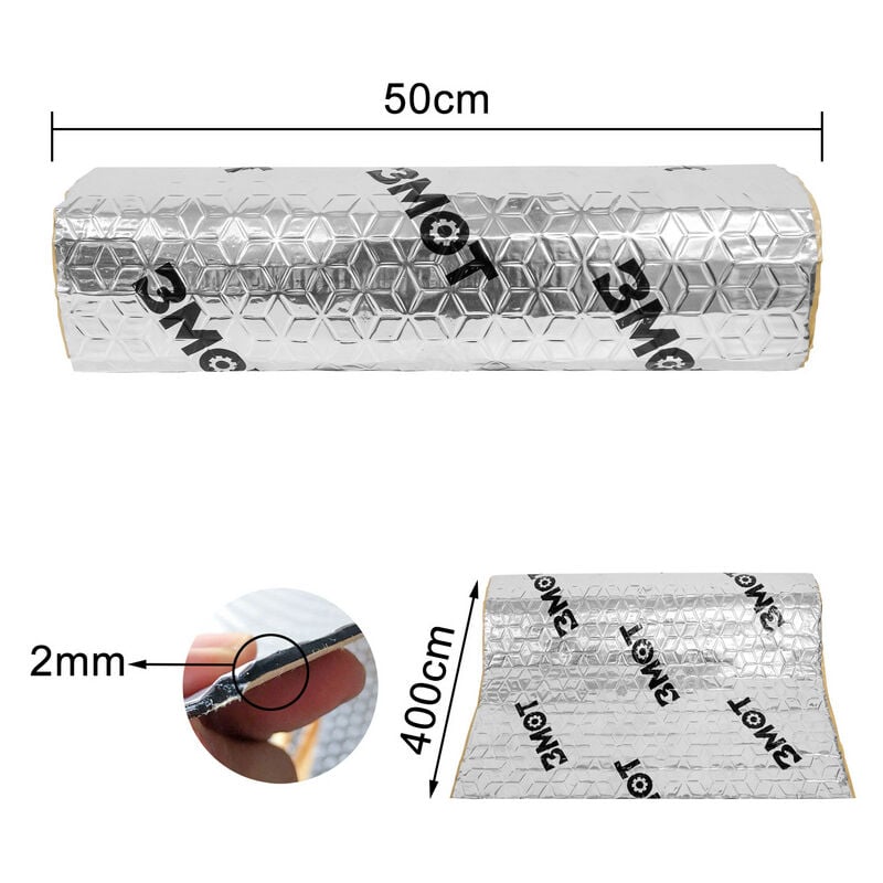 Image of 50x200cm Dämmmatte Trittschalldämmung Vibration Auto Fahrzeugdämmung Bitumen Ersatz Motorraum 1m²