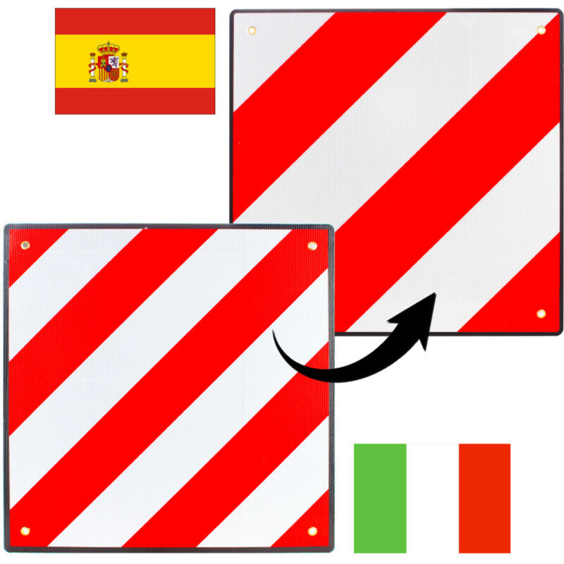 Einfeben - 50x50 cm Panneau d'avertissement arrière plastique réflecteurs Panneau signalisation 2in1