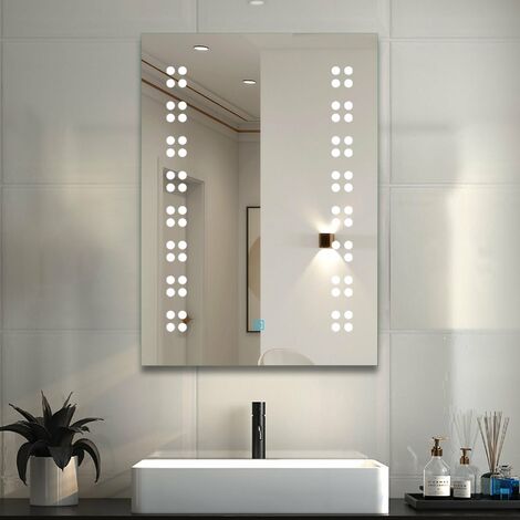 Specchio da bagno moderno Specchio da parete a LED con interruttore tattile + antiappannamento + bianco freddo 6000k