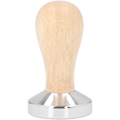 51-mm-Kaffeetamper aus Edelstahl mit flachem Boden und abnehmbarem Holzgriff
