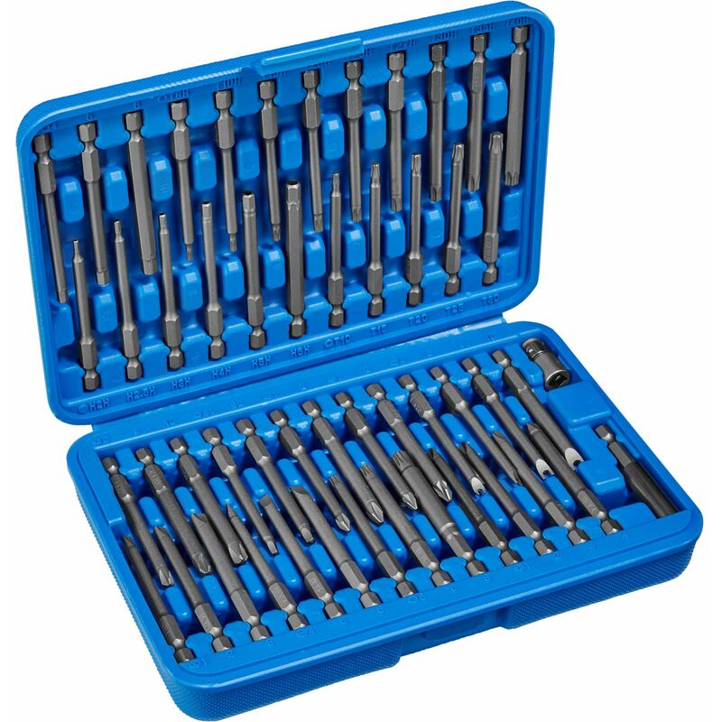51-Piece Long Bit Set - socket set, torx, tools - blue