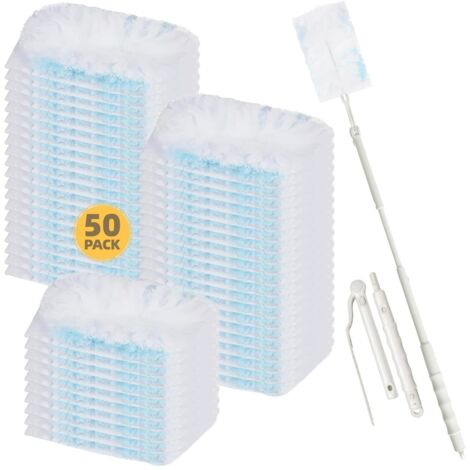 51-teiliges Staubwedel-Nachfüllset kompatibel mit Swiffer Duster, Reinigungsaufsätze für Haare, Staub und Schmutz (50 Nachfüllungen + 1 Teleskopstiel)
