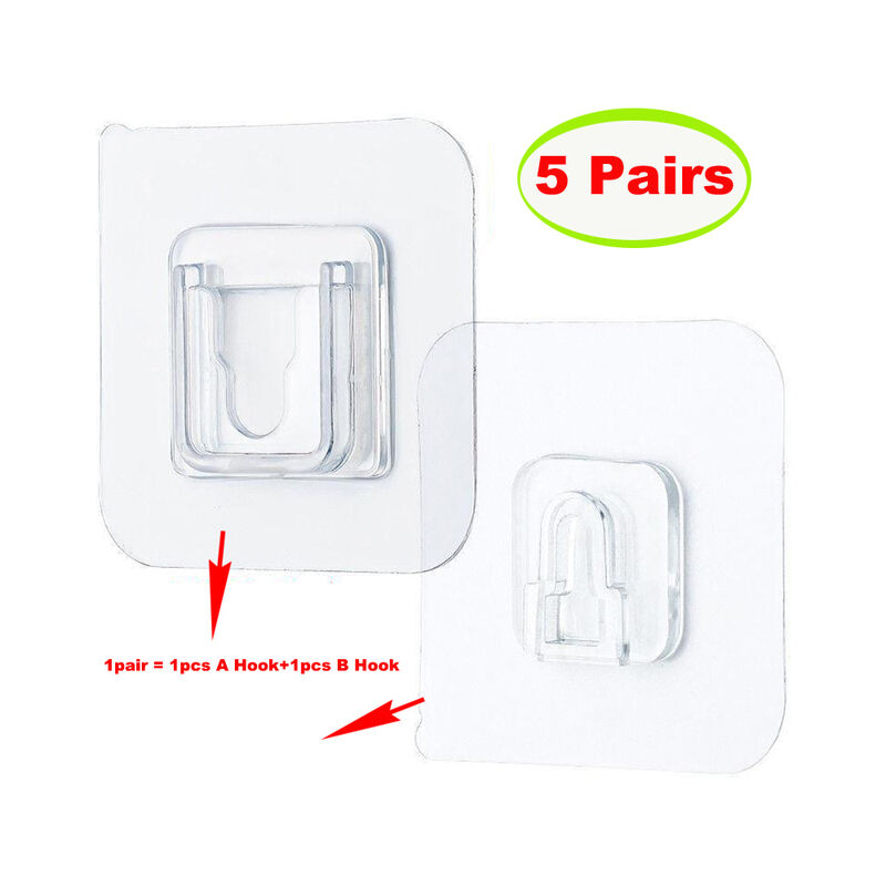 5/10Pairs ganci a parete biadesivi ganci a parete