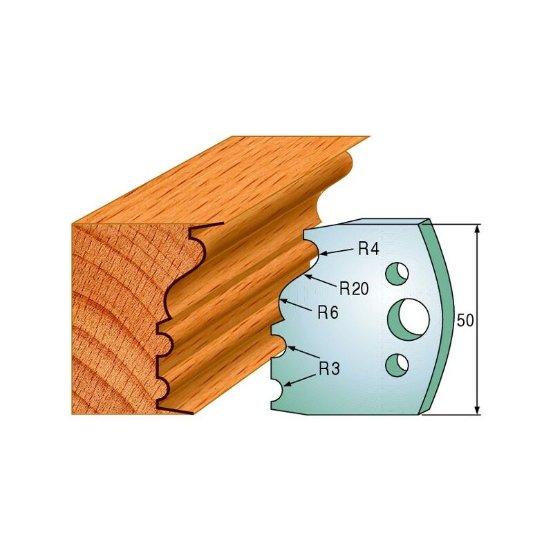 Luxoutils - 513: Jeu de fers moulure (50x4mm) porte outils toupie