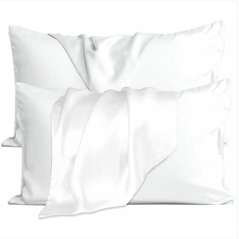 5176cm taie d'oreiller en soie pour les cheveux et la peau. Housse de coussin zippée double face en pure soie de mûrier 19 Momme (blanc) sans âme 1