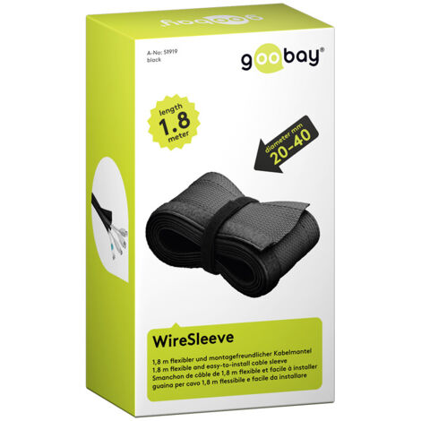 51919 Goobay WireSleeve Noir - Manchon de câble flexible - 1.8 m