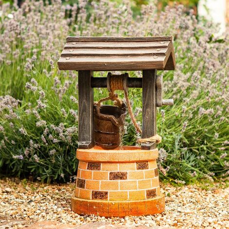 51cm Solar Power Wishing Well Novelty Water Feature Fountain Garden Outdoor Decoration