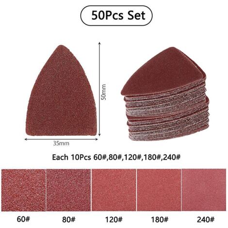 51pcs Patins De Ponage Triangulaires Universels - Bande Velcro, Pour Outil Multifonction Oscillant Pour Ponage Du Bois, Utilis Avec Du Papier De V