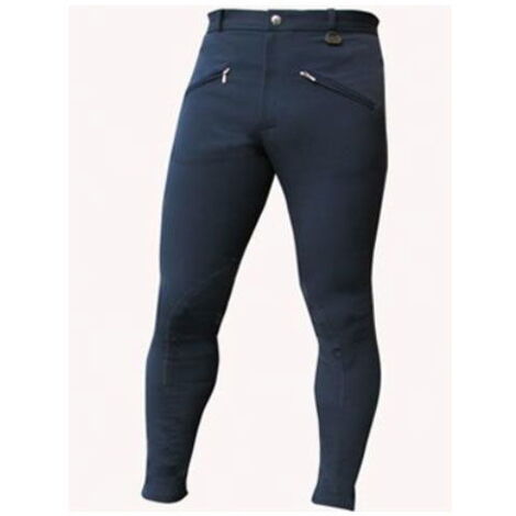 52 IT, Bianco: Pantaloni da equitazione per uomo multistretch con tasche a zip