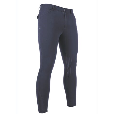 52 IT, nero 9100: Pantaloni da equitazione uomo con grip in silicone al ginocchio modello James