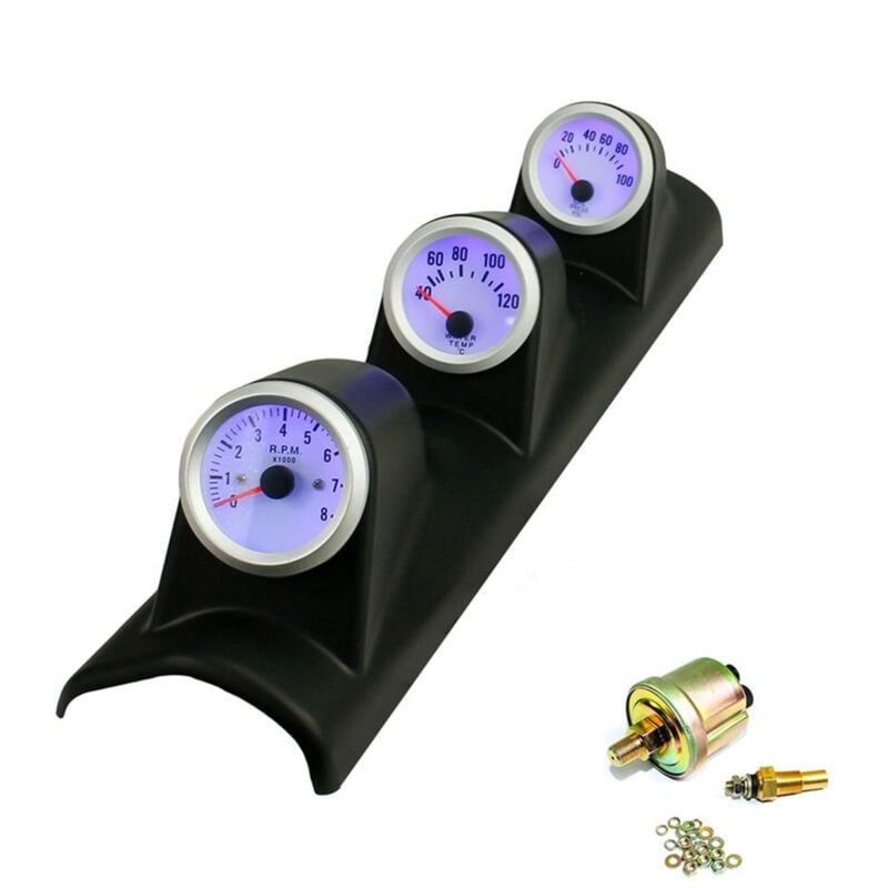 Image of 52 mm Dreifach-Messgerät-Kit Drehzahlmesser Wassertemperatur Öldruck mit Sensor 3 in 1, Linkslenker