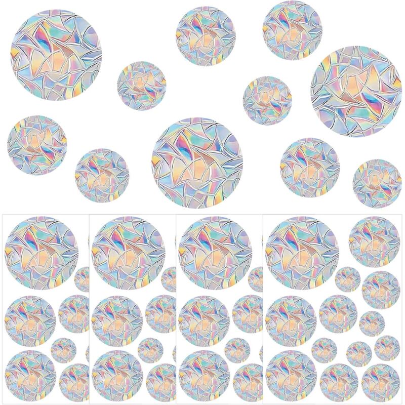 52 Pièce Autocollants Anti Collision Oiseaux Anti Collision Arc en Ciel Fenêtre Arc en Fenêtre Adhère Circulaire Stickers Fenetre Electrostatique