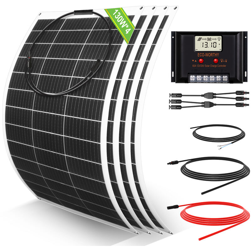

520W12V/24V Flexibles Solar Panel-Kit Semi-Ultra-Light RV-Marine Boot