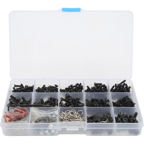 522-teiliges RC-Schraubenset, verschiedene Größen, hohe Härte, transparentes Gewinde, mit Aufbewahrungsbox für 1/8- und 1/10-Modellautos