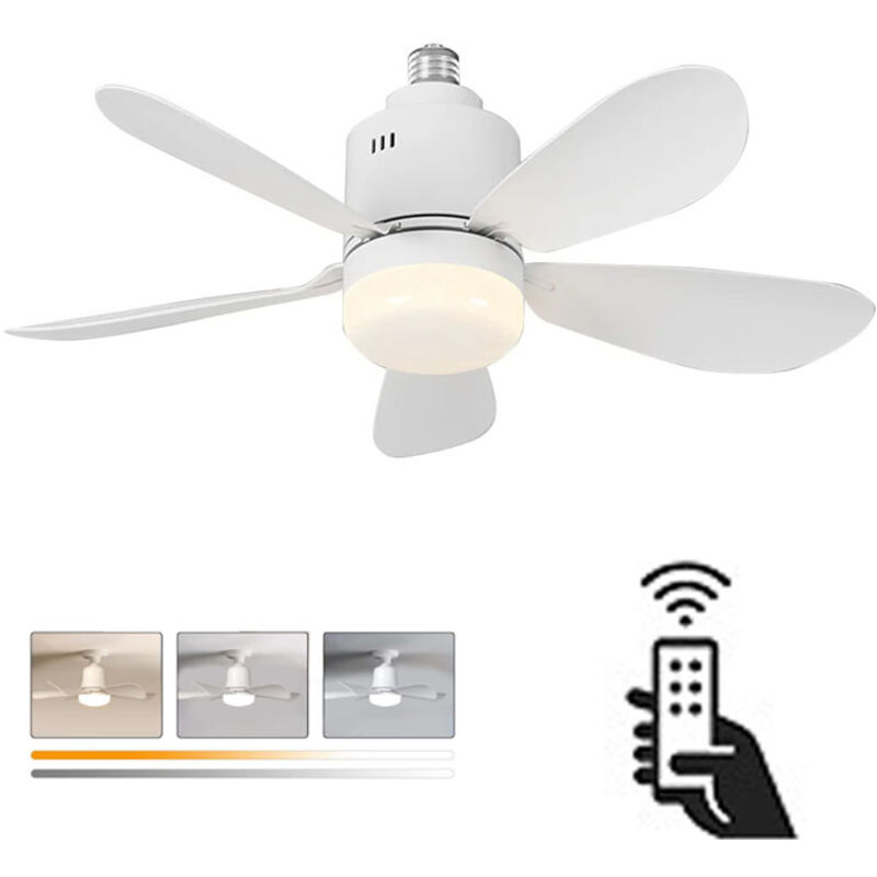 52.5 cm Ceiling Fan with LED Lighting - Warm/Cool White - Quick Installation